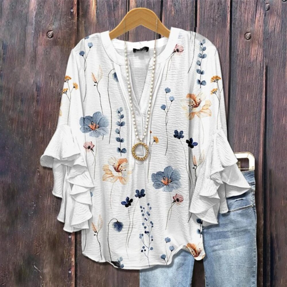 Floral White Blouse